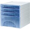 Cassettiera Olivia Arda - azzurro trasparente - 3 cassetti piccoli e 1 grande