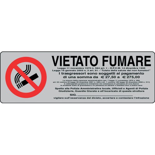 Cartello Vietato Fumare - Divieto di fumo