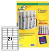 Etichette in poliestere Avery - argento - 63,5x29,6 mm - 27 et/ff (conf. 540 pezzi)