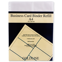 Goldline Card Holder Refill Sheets for De Luxe Business Card Binder A4 Ref GBC9-RZ [Pack 5]