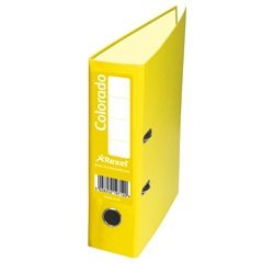 Rexel Colorado Lever Arch File Plastic 80mm Spine Foolscap Yellow Ref 28119 [Pack 10]