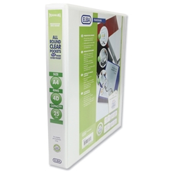 Elba Panorama Presentation Binder PVC 3 Cover Pockets 4 D-Ring 25mm A4 White Ref 400001391 [Pack 10]