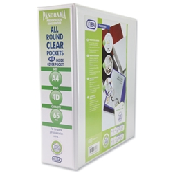 Elba Panorama Presentation Binder PVC 3 Cover Pockets 4 D-Ring 65mm A4 White Ref 400001305 [Pack 10]