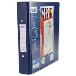 Elba Vision Ring Binder PVC with Clear Front Pocket 2 O-Ring Size 25mm A5 Blue Ref 100080882