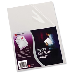 Rexel A4 Folder, Nyrex Clear Folder, Ref Cut Flush  12153 [Pack 25]
