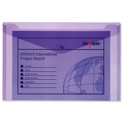 Snopake Polyfile Electra Wallet File Polypropylene Foolscap Purple Ref 11162 [Pack 5]