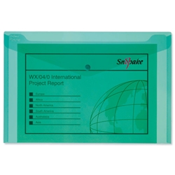Snopake Polyfile Electra Wallet File Polypropylene Foolscap Green Ref 11160 [Pack 5]
