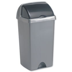Addis Roll Top Polypropylene Waste Bin 370x325x665mm 48 Litres Metallic Silver Ref 9716MET