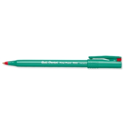 Pentel R50 Rollerball Pen Green Barrel Water-based 0.8mm Tip 0.4mm Line Red Ref R50-B [Pack 12] - Item image