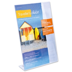Deflecto Slanted Sign Holder Side-loading A4 Clear Ref 47401