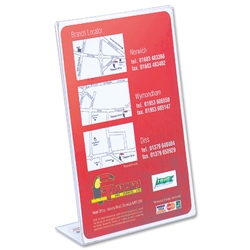 Deflecto Slanted Sign Holder Side-loading A5 Clear Ref 47501