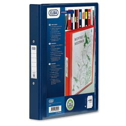 Elba Vision Ring Binder PVC with Clear Front Pocket 4 O-Ring Size 25mm A4 Blue Ref 100080876 [Pack 10]