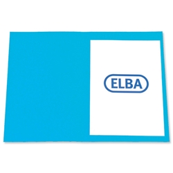 Elba Bright Folder Square Cut Recycled Heavyweight 290gsm Foolscap Blue Ref 100090144 [Pack 25]
