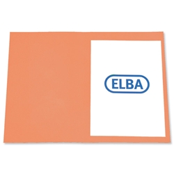 Elba Bright Folder Square Cut Recycled Heavyweight 290gsm Foolscap Orange Ref 100090272 [Pack 25]