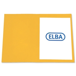 Elba Bright Folder Square Cut Recycled Heavyweight 290gsm Foolscap Yellow Ref 100090275 [Pack 25]