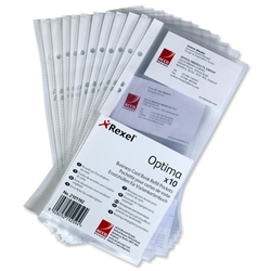 Rexel Optima Refill Pockets for Business Card Book Ring Binder Ref 2101192 [Pack 10]