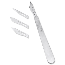 Swordfish Metal Scalpel Handle Nickel-plated No.3 with 4 Blades Ref 4311