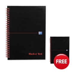 Black n Red Book Wirebound 90gsm Ruled 140pp A4 Ref 100103711 [Pack 5] - FREE Pack of A5 books - Item image