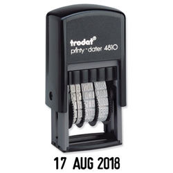 Trodat Printy 4810 Budget Mini Dater Stamp Self-inking 20x3.8mm Black Ref 70169