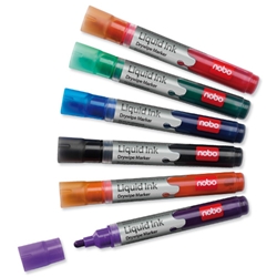 Nobo Liquid Ink Drymarker Drywipe Flipchart OHP Bullet Tip Line Width 3mm Assorted Ref 1901072 [Pack 12]