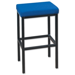 Trexus High Stool with Foot Bar Upholstered Seat W410xD410xH700mm Blue