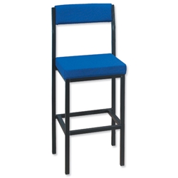 Trexus High Stool with Upholstered Backrest and Seat W410xD410xH700mm Blue