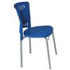 Trexus Bistro Chair Lightweight Silver-effect Frame H1100mm Seat W420x400x450mm Blue [Pack 4]