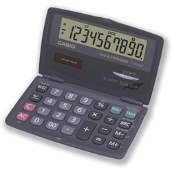 Casio Calculator Clamshell Solar/Battery Tax and Currency 10 Digit 3 Key Memory 120x73x12.5mm Ref SL210TE