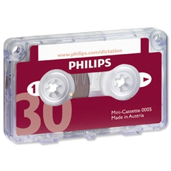 Philips Mini Cassette Dictation 30 Minutes Total 15 per Side Ref 0005 [Pack 10]