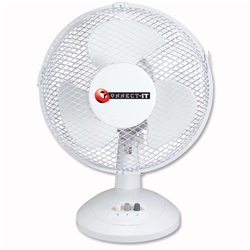 Connect-it Desk Fan Oscillating Silent Non-tilt 2-Speed Cable 2m Dia.229mm Ref ES161