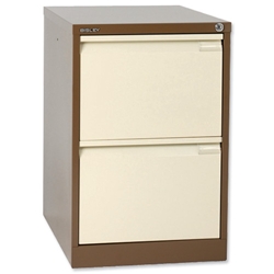 Bisley BS2E Filing Cabinet Flush-front 2-Drawer W470xD622xH711mm Brown and Cream Ref BS2E-0506