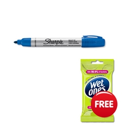 Sharpie Metal Permanent Marker Bullet Tip Blue Ref S0945730 [Pack 12] - FREE Antibacterial Wipes - Item image