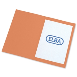 Elba Square Cut Folder Recycled Mediumweight 250gsm Foolscap Orange Ref 100090211 [Pack 100]