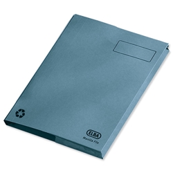 Elba Clifton Flat File with Back Pocket 315gsm Capacity 50mm Foolscap Blue Ref 100090165 [Pack 25]