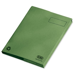 Elba Clifton Flat File with Back Pocket 315gsm Capacity 50mm Foolscap Green Ref 100090297 [Pack 25]