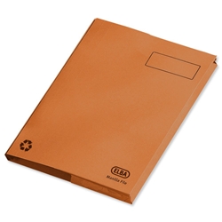 Elba Clifton Flat File with Back Pocket 315gsm Capacity 50mm Foolscap Orange Ref 100090298 [Pack 25]