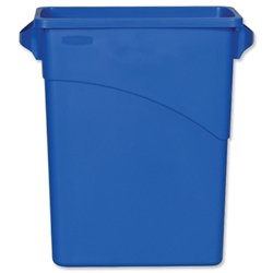 Rubbermaid Slim Jim Recycling Bin with Handles W279xD587xH630mm 60 Litres Blue Ref 3541-73-BLU