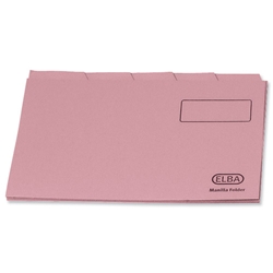 Elba Tabbed Folder Recycled Heavyweight 285gsm Foolscap Pink Ref 100090236 [Pack 100]