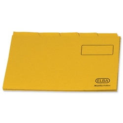 Elba Tabbed Folder Recycled Heavyweight 285gsm Foolscap Yellow Ref 100090237 [Pack 100]