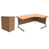 Trexus Contract Radial Desk Right W1600xD1200xH725mm & Pedestal