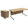 Trexus Contract Desk Rectangular W1600xD800xH725mm & Pedestal