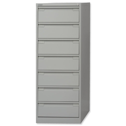 Bisley Filing Cabinet 7-Drawer 203x127mm Card Index or Video W518xD622xH1321mm Goose Grey Ref BCF85-73