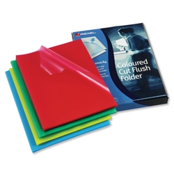 Rexel Cut Flush Folder Polypropylene Copy-secure Embossed Finish A4 Assorted Ref 12216AS [Pack 100]