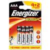 Energizer UltraPlus Battery Alkaline LR03 1.5V AAA Ref 630277 [Pack 4] + 2 Free