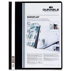 Durable Duraplus Quotation Filing Folder PVC with Clear Title Pocket A4 Black Ref 2579/01 [Pack 25]
