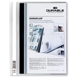 Durable Duraplus Quotation Filing Folder PVC with Clear Title Pocket A4 White Ref 2579/02 [Pack 25]
