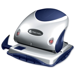Rexel P225 Punch 2-Hole Robust Metal with Nameplate Capacity 25x 80gsm Silver and Blue Ref 21007445