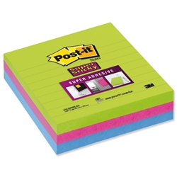 Post-it® Super Sticky Removable Notes Pad 90 Sheets 100x100mm Ultra Assorted Ref 675-3SSMX-EU [Pack 3]