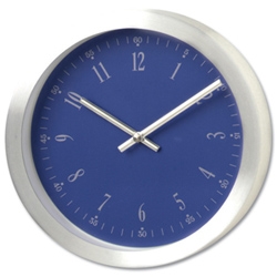 Alba Techtime Wall Clock Quartz with Plastic Lens and Brushed Aluminium Case Diameter 300mm Ref HORALU