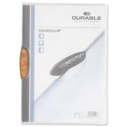 Durable Swingclip Crystal Folder Polypropylene Capacity 30 Sheets A4 Orange Ref 2260/09 [Box 25]